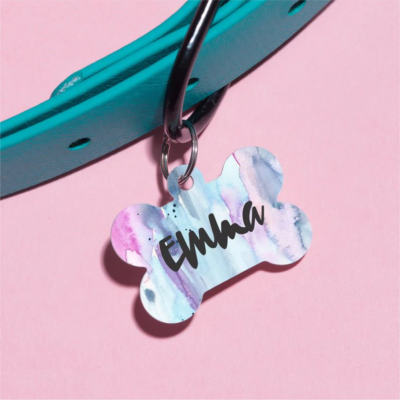 Pastel Watercolor Pet ID Tag